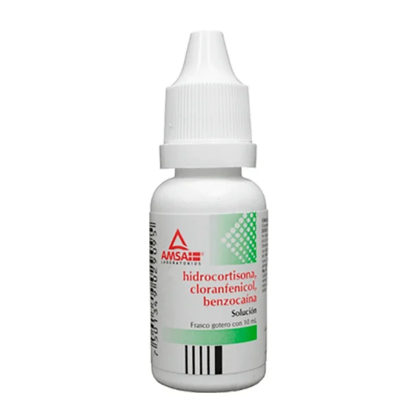 HIDROCORTISONA CLORANFENICOL BENZOCAINA  SOL OTICA 200MG 250MG 100MG C/10ML