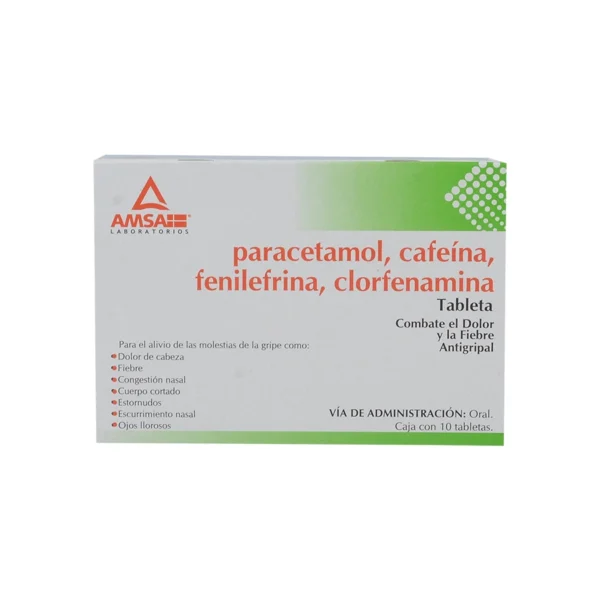 CLORFENAMINA COMPUESTA 500MG 25MG 5MG 4MG  TAB C/10