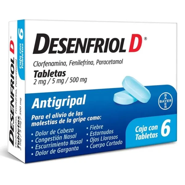 DESENFRIOL-D TAB 2MG 5MG 500MG C/6