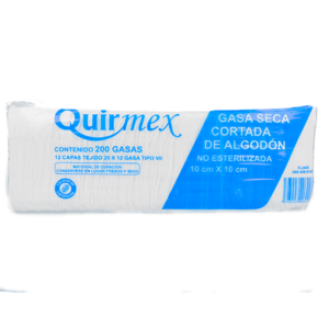 GASA SECA DE ALGODON 10x10CM BOLSA C/200 PZS