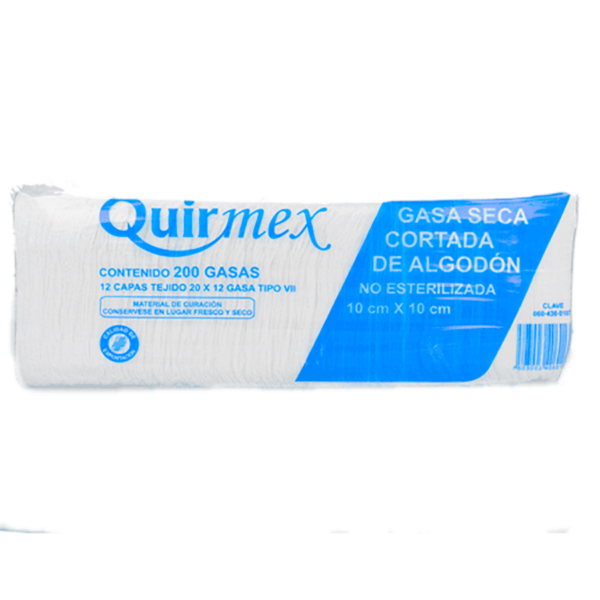 GASA SECA DE ALGODON 10x10CM BOLSA C/200 PZS