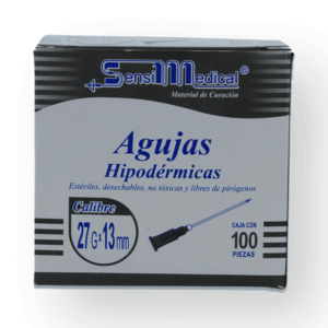 AGUJA HIPODERMICA GRIS 27GX13MM CAJA C/100PZS