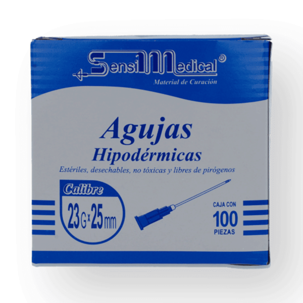 AGUJA HIPODERMICA AZUL 23GX25MM CAJA C/100PZS