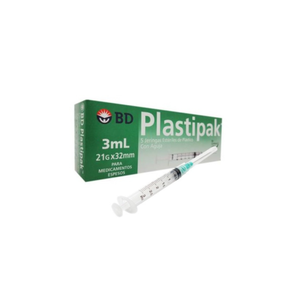 JERINGA 3ML VERDE 21GX32MM CAJA C/5PZS