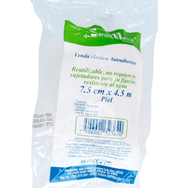 VENDA ELASTICA AUTOADHESIVA COLOR PIEL 7.5CMX4.5M 1PZA