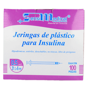 JERINGA INSULINA 0.5ML 31GX6MM CAJA C/100PZS