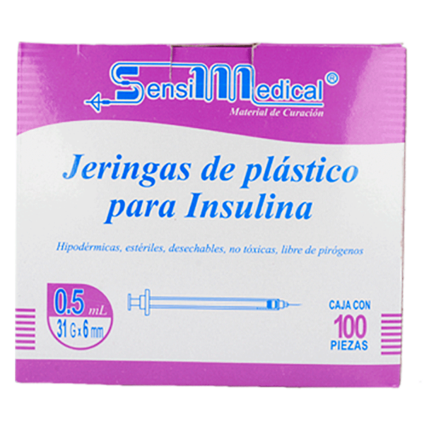 JERINGA INSULINA 0.5ML 31GX6MM CAJA C/100PZS