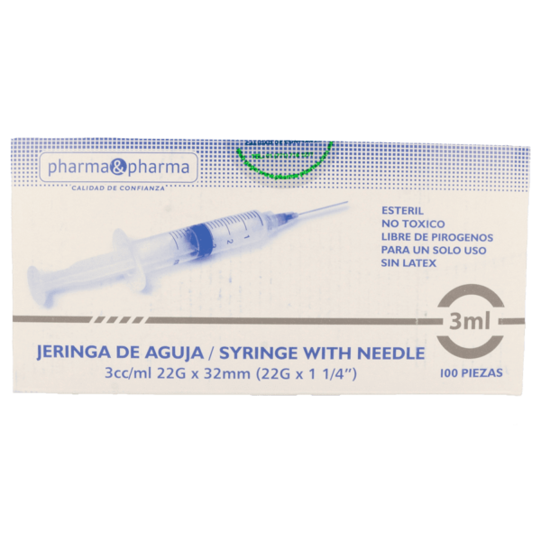 JERINGA 3ML 22GX32MM CAJA C/100PZAS