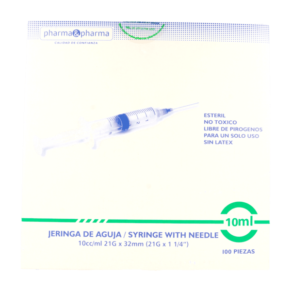 JERINGA 10ML 21GX32MM CAJA C/100PZS