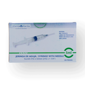 JERINGA 5ML VERDE 21Gx32MM CAJA C/100PZS